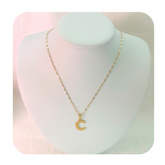 Dainty Initial Letter Necklace | Personalized Stainless Steel | Coffee Bean Chain | Waterproof