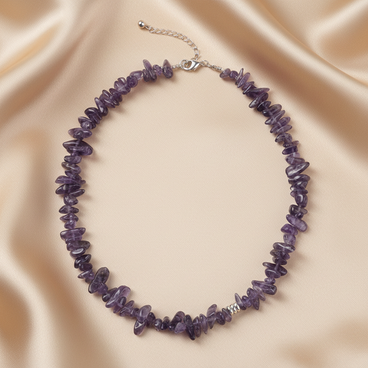 Amethyst Necklace - Fondo Champagne Satinado