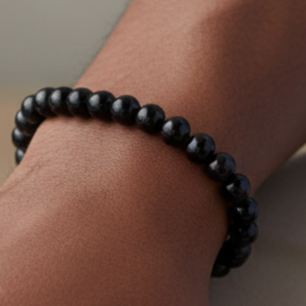 Black Agate Bracelet Male Side View