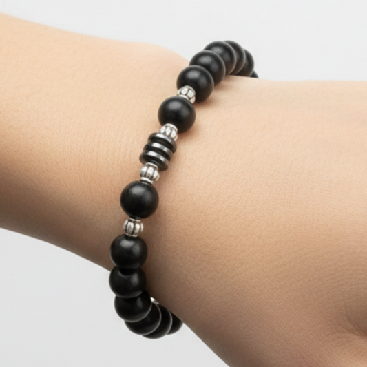 Black Wood & Hematite Bracelet – Model Hand v2