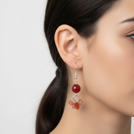 Carnelian Chip Earrings - Latina Model