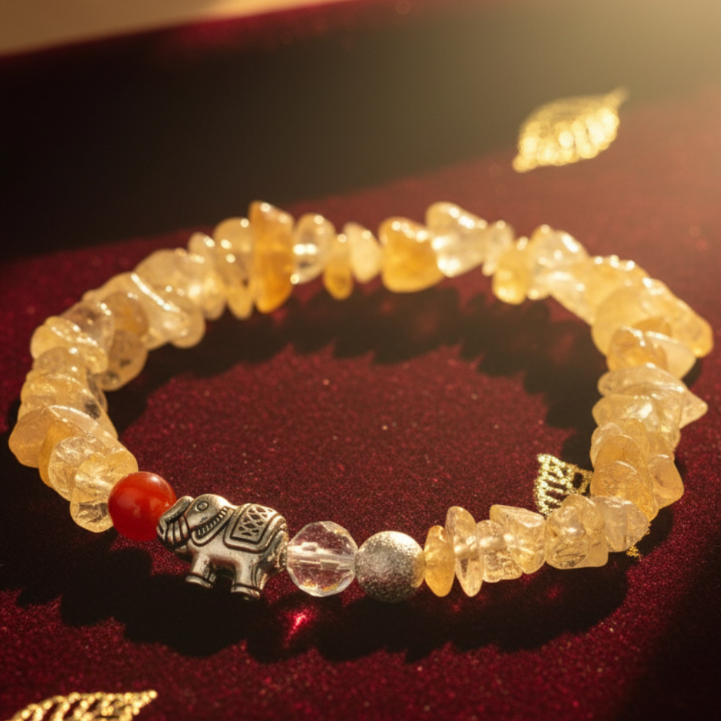 Citrine bracelet with gold leaf