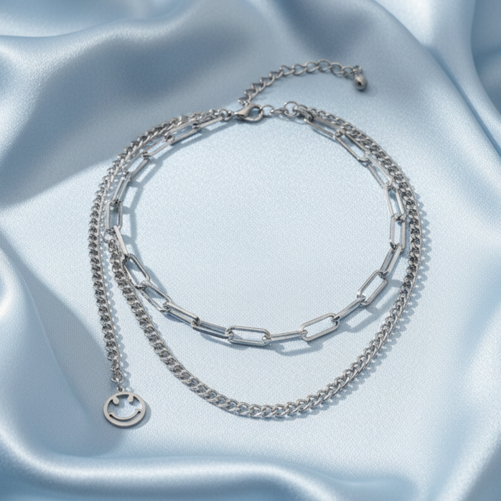 Collar Smiley - Fondo Satinado Light Blue