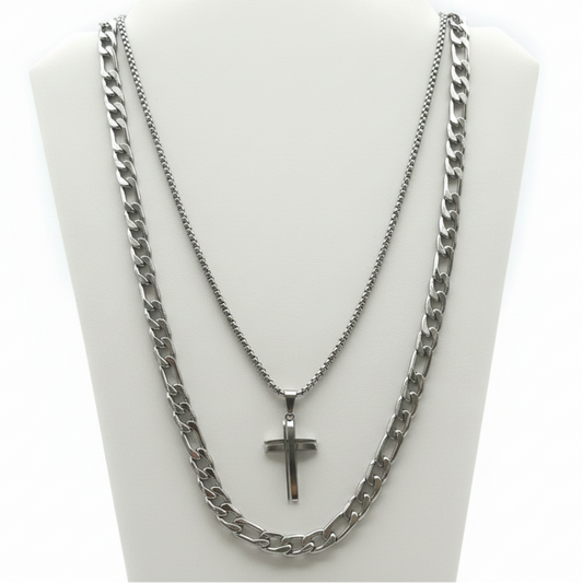 Cross Necklace Set - High Shine White Background