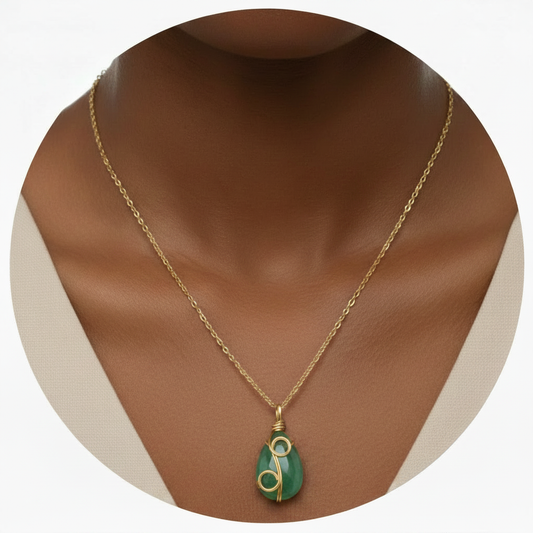 Green Aventurine Wire Wrapped - Circle Model Shot