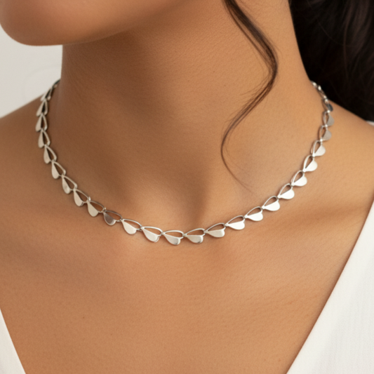 Heart Link Choker - Silver - Latina
