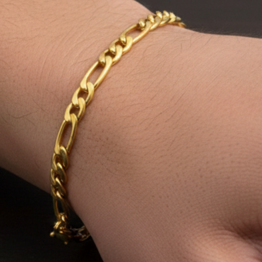Gold Figaro Bracelet - Men's Wrist