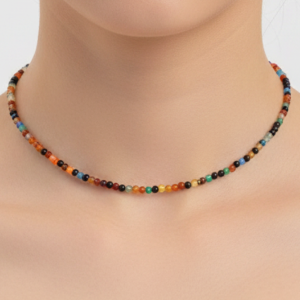Indian Agate Choker on Model