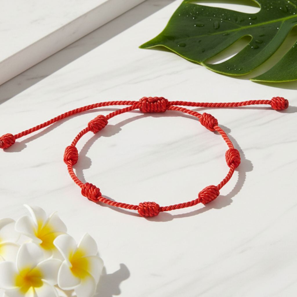 Red bracelet simple natural background