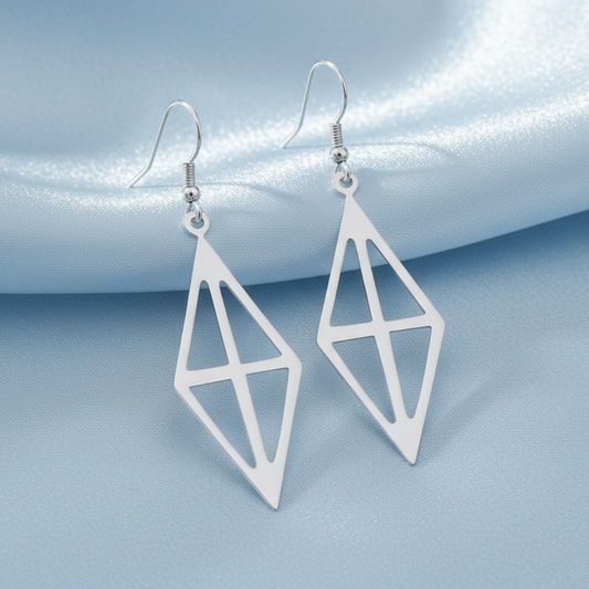 Rhombus Earrings - Light Blue Satin