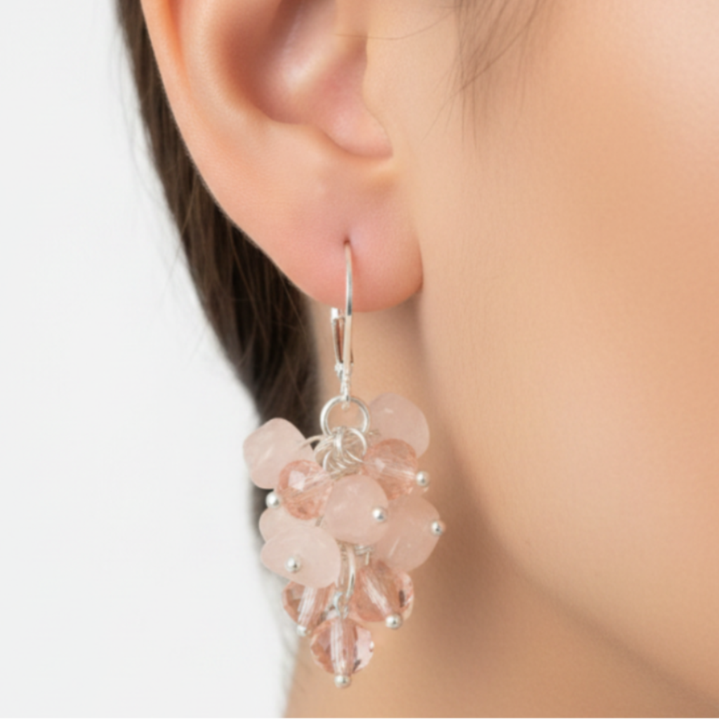 Rose Quartz Earrings - Latina Model