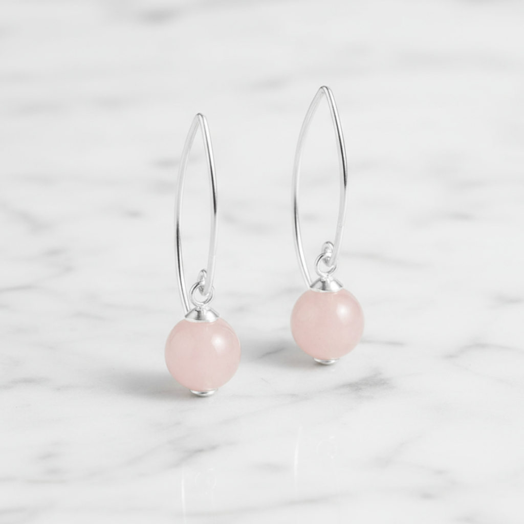 Rose Quartz Earrings on Marble