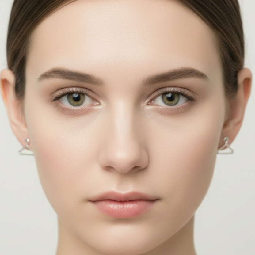 Silver Hanger Earrings – Model Front View