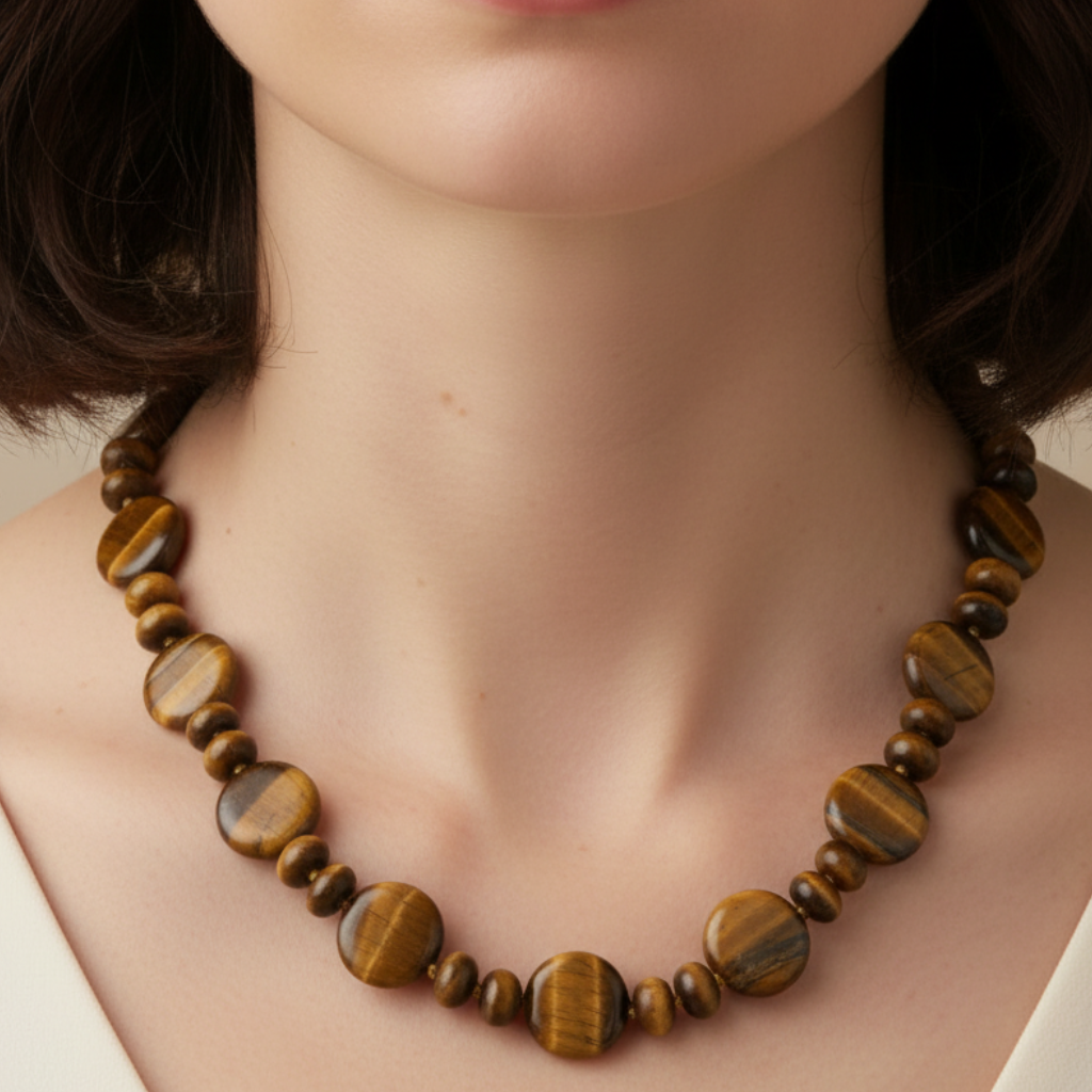 Tiger Eye Necklace - Modelo Mujer Blanca