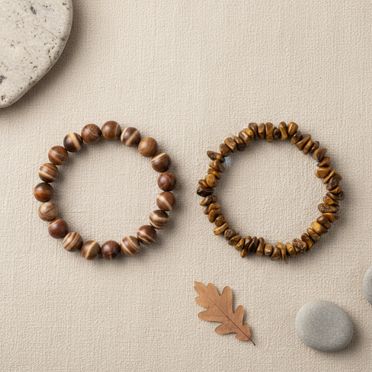 Zebra Jasper & Tiger Eye Nature Flat Lay