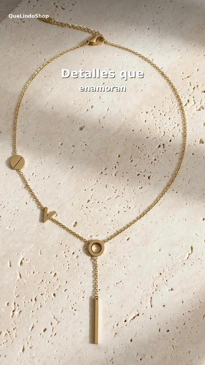 Love Lariat Necklace - Stainless Steel - Trendy Charm Necklace