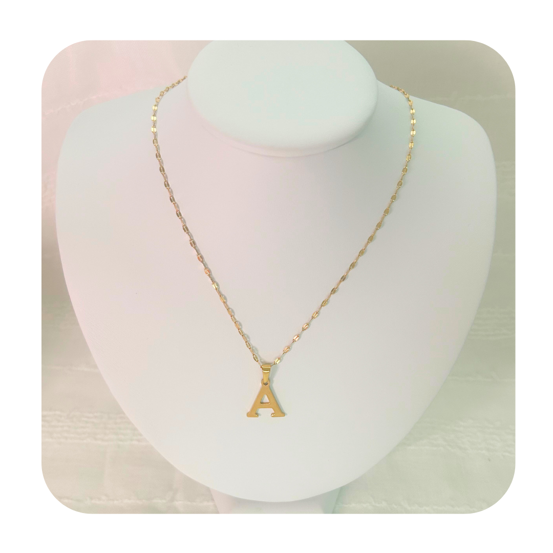 Dainty Initial Letter Necklace A-Z | Gold or Silver Tone | Stainless Steel