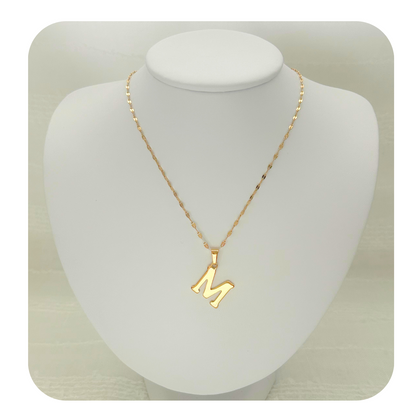 Dainty Initial Letter Necklace | Personalized Stainless Steel | Coffee Bean Chain | Waterproof