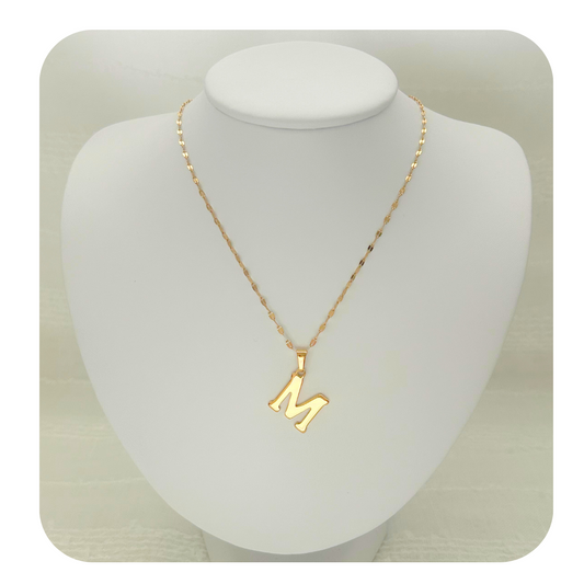 Dainty Initial Letter Necklace | Personalized Stainless Steel | Coffee Bean Chain | Waterproof