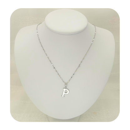 Dainty Initial Letter Necklace | Personalized Stainless Steel | Coffee Bean Chain | Waterproof