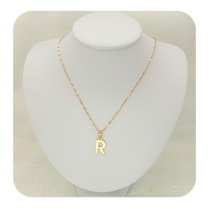 Dainty Initial Letter Necklace | Personalized Stainless Steel | Coffee Bean Chain | Waterproof