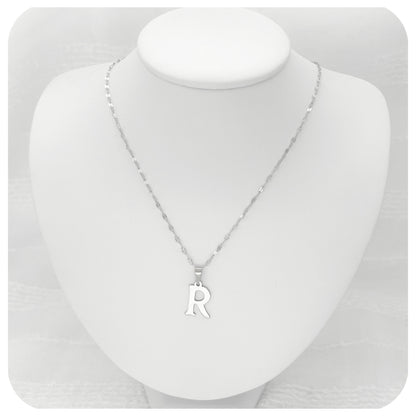 Dainty Initial Letter Necklace | Personalized Stainless Steel | Coffee Bean Chain | Waterproof