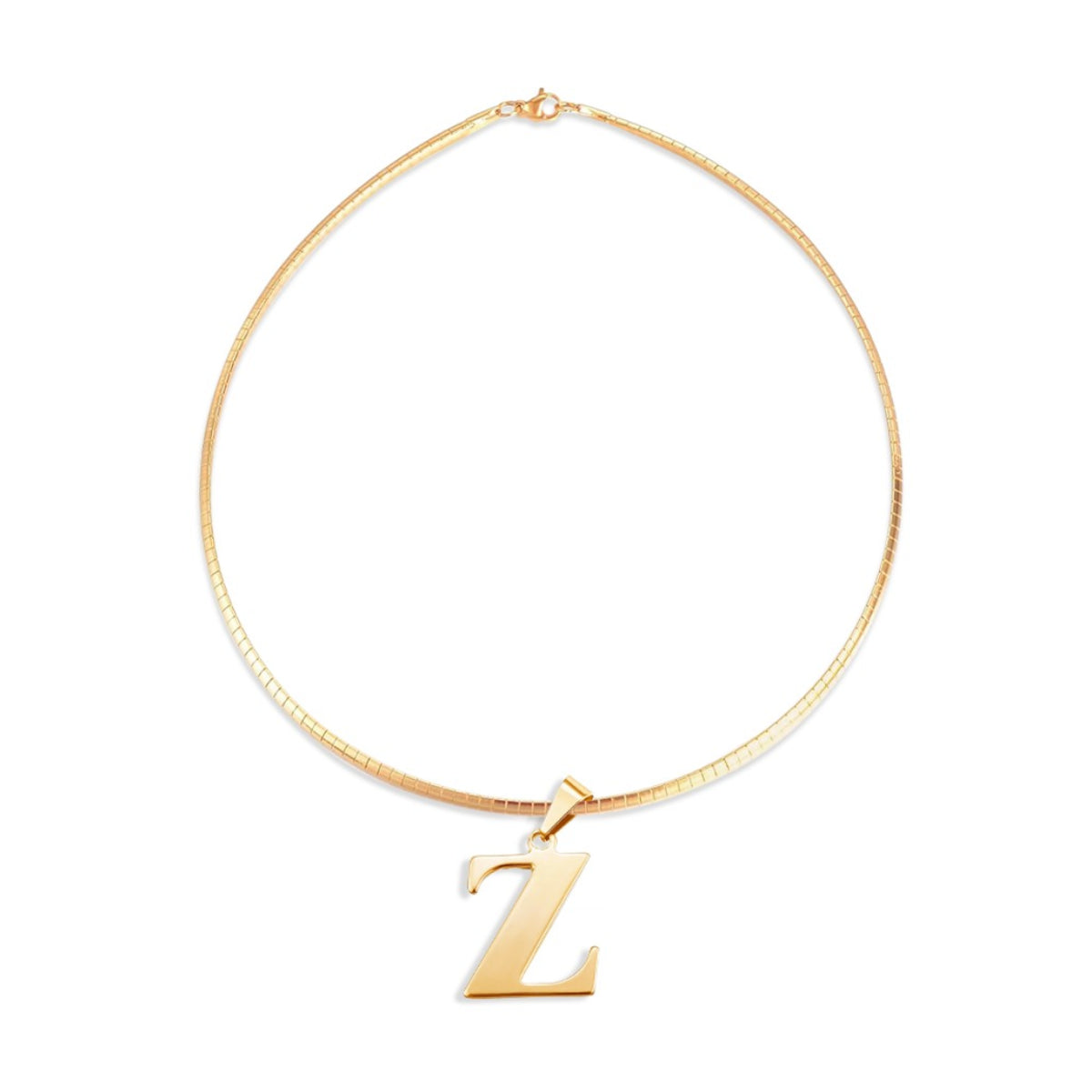 Initial Letter Necklace A-Z - Stainless Steel - Gold or Silver