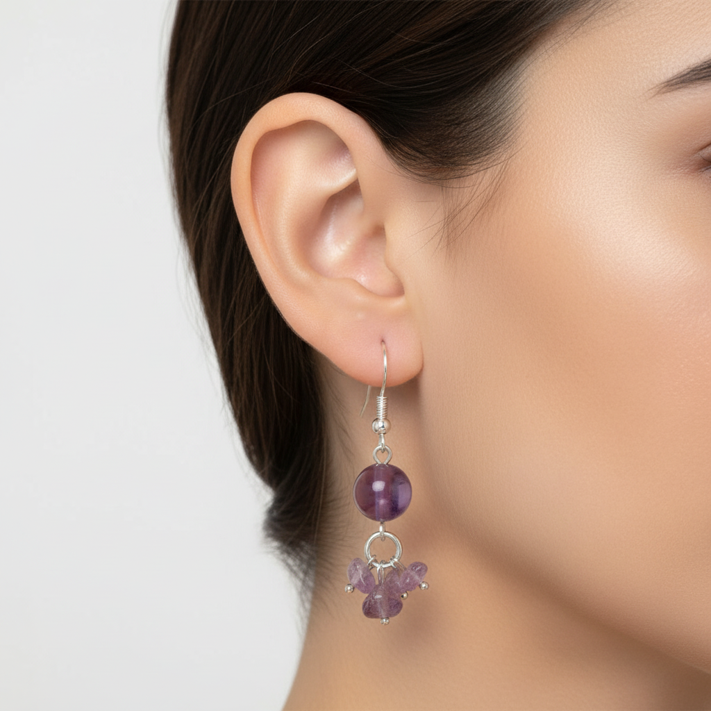 Amethyst Chip Earrings - Latina Model