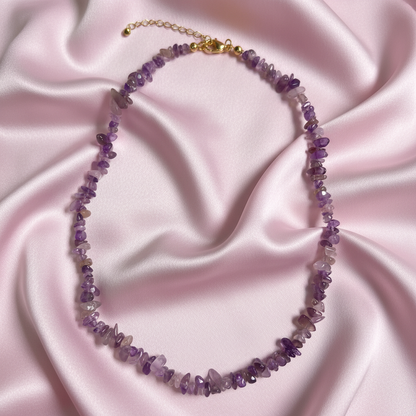 Amethyst Necklace - Baby Rose Satin