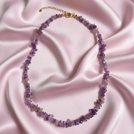 Amethyst Necklace - Baby Rose Satin