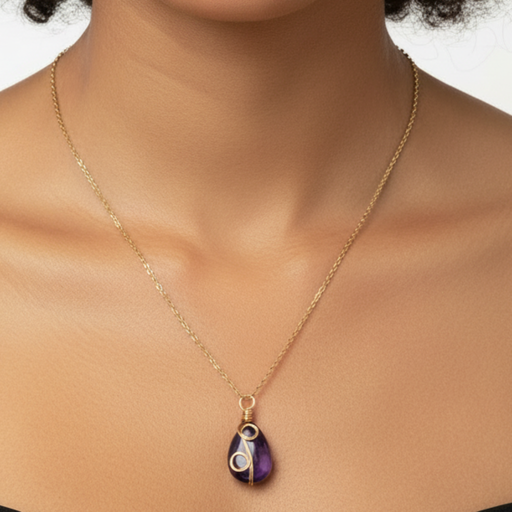 Amethyst Necklace Chest Close-Up