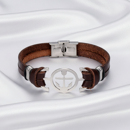 Anchor Bracelet on Light Grey Satin