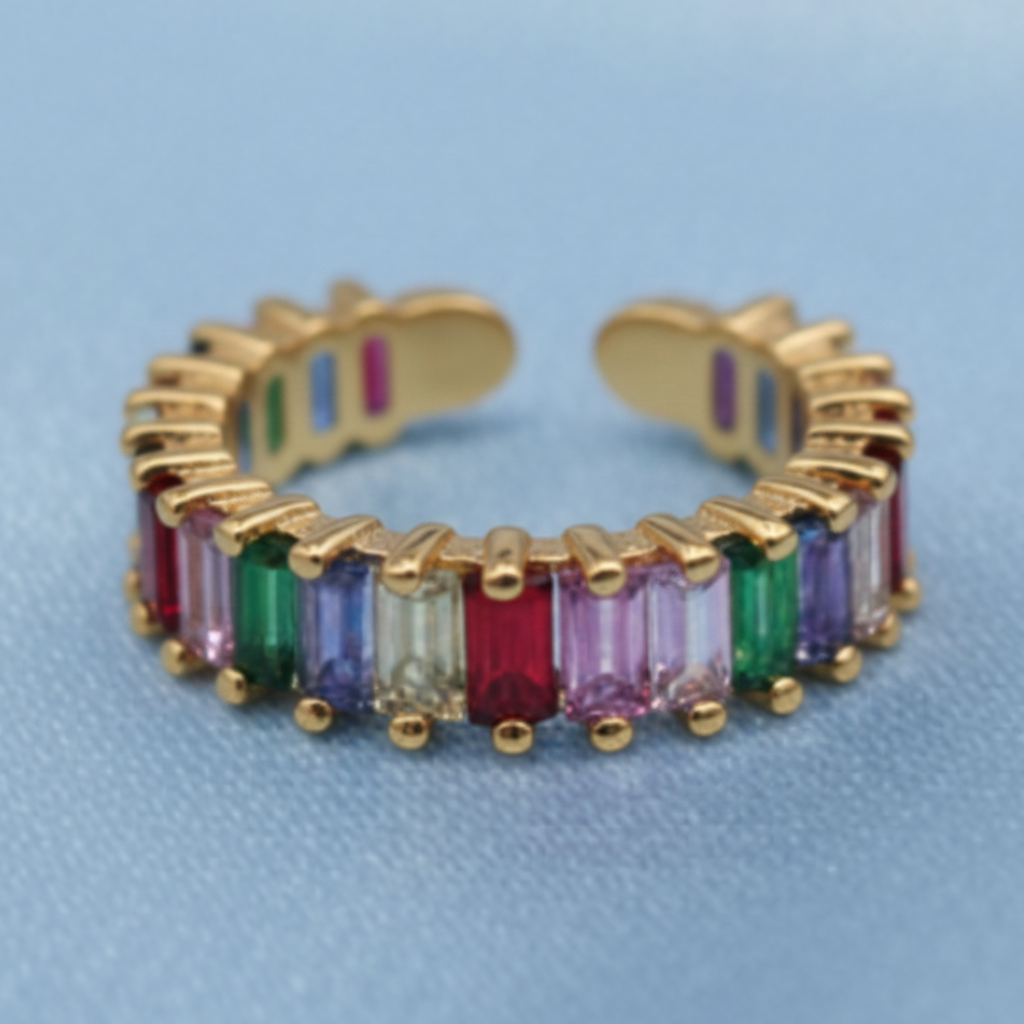 Anillo Baguette Multicolor Gold - Top View