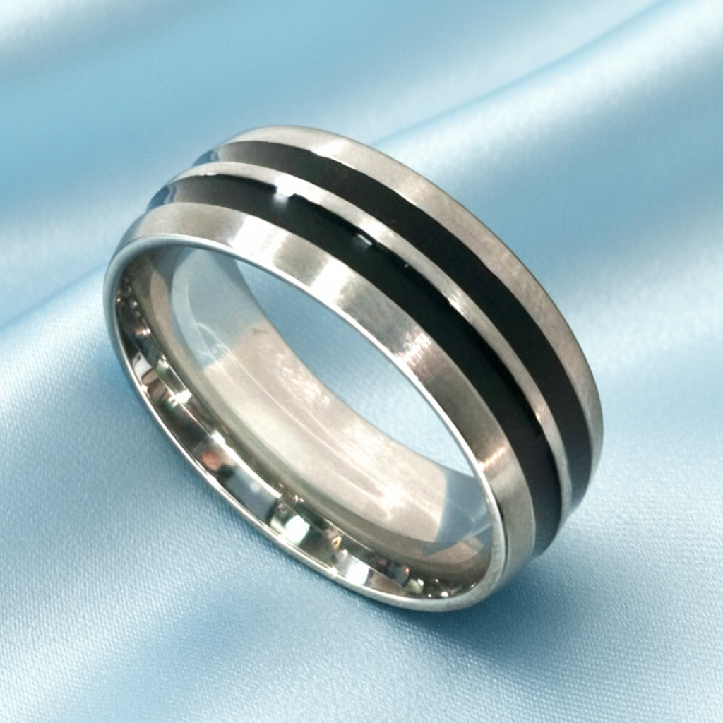 Anillo Silver/Black - Fondo Satinado Light Blue