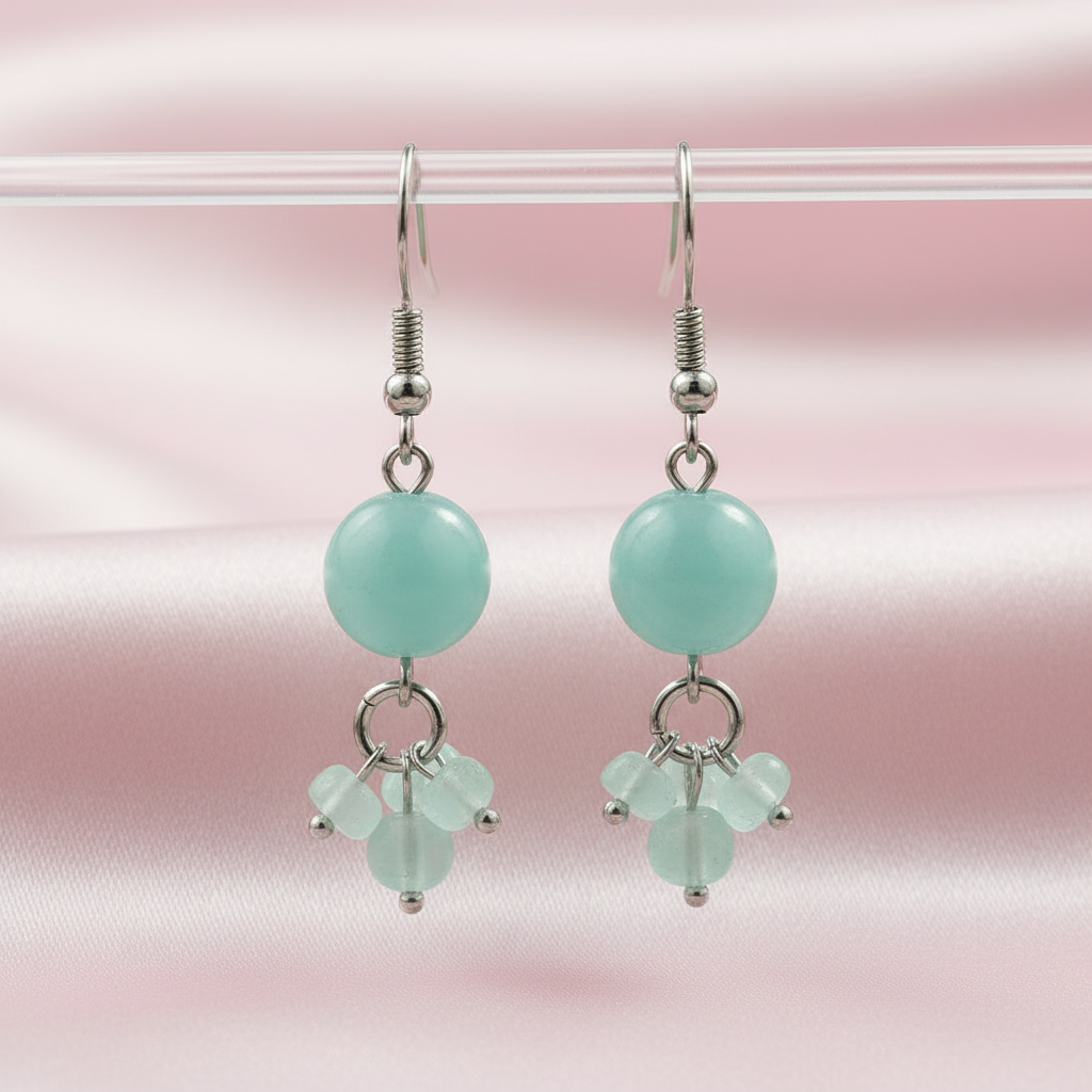 Aquamarine Earrings - Baby Rose Satin