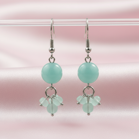 Aquamarine Earrings - Baby Rose Satin