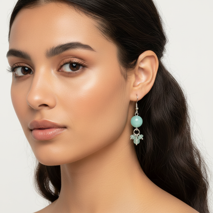 Aquamarine Earrings - Latina Model Both Ears