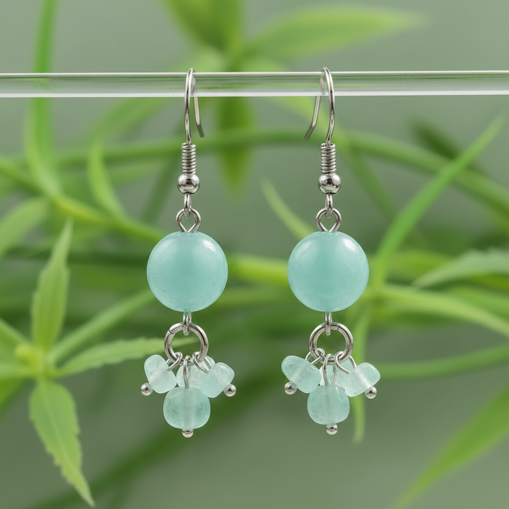 Aquamarine Earrings - Matching Color Chips - Nature