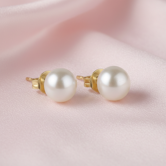 Aretes Perla - Fondo Satinado Light Pink