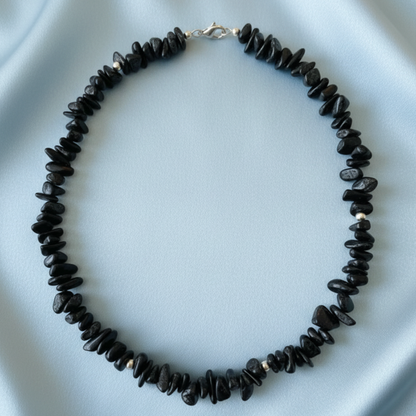 Black Agate - Light Blue Satin