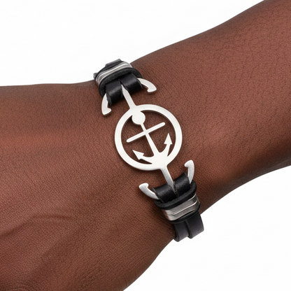 Black Anchor Bracelet on Model