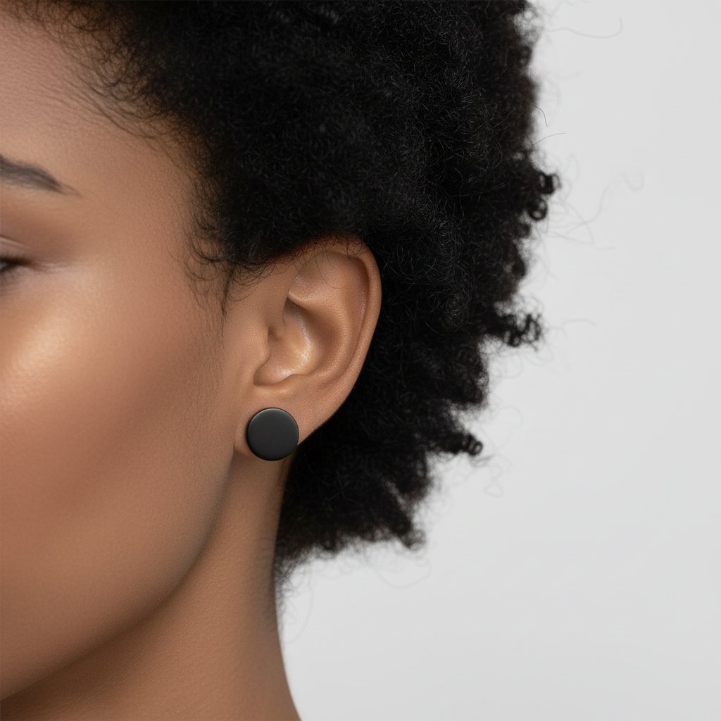 Black Fake Plug Earrings - Afro Model
