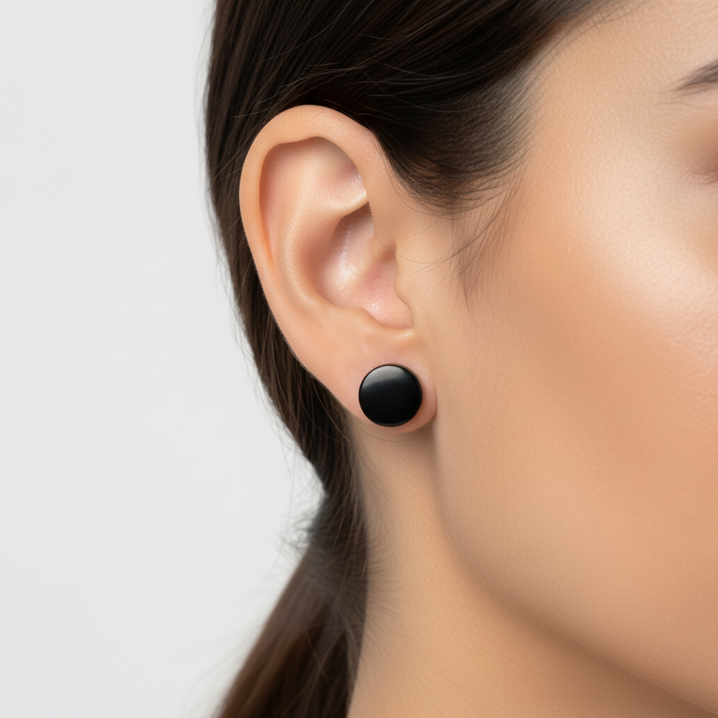 Black Fake Plug Earrings - Latina Model