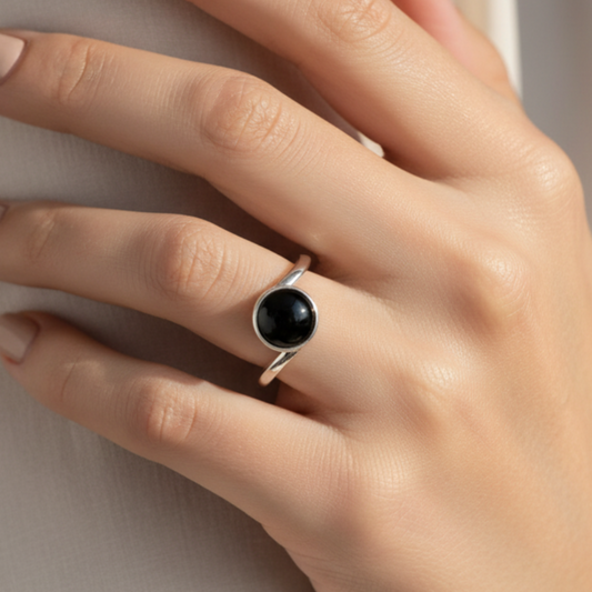 Black Gemstone Ring - Lifestyle Hand Shot