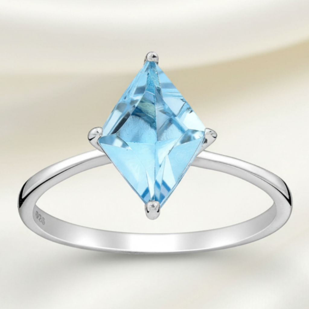 Blue Topaz Ring - Fondo Satinado Claro