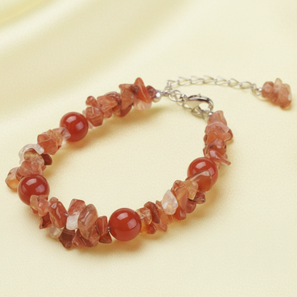 Carnelian Bracelet - Pale Yellow Satin