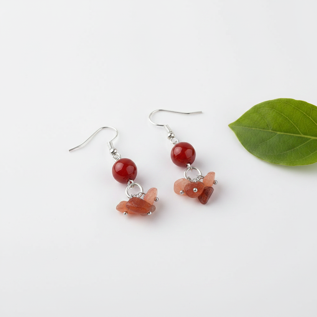 Carnelian Chip Earrings - Nature