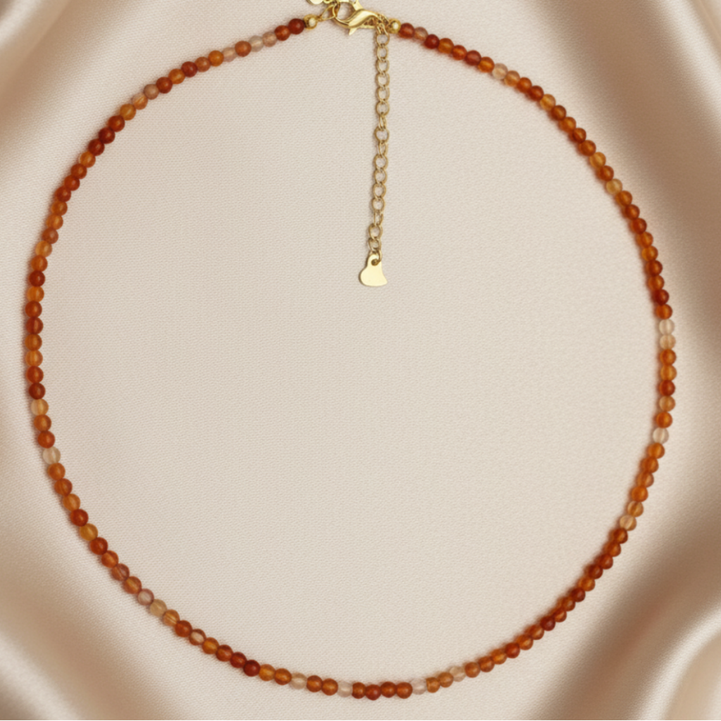 Carnelian Necklace - Champagne Satin