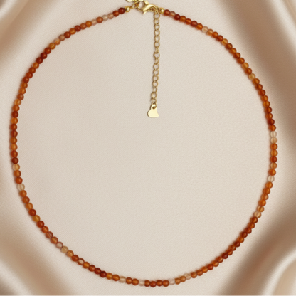 Carnelian Necklace - Champagne Satin