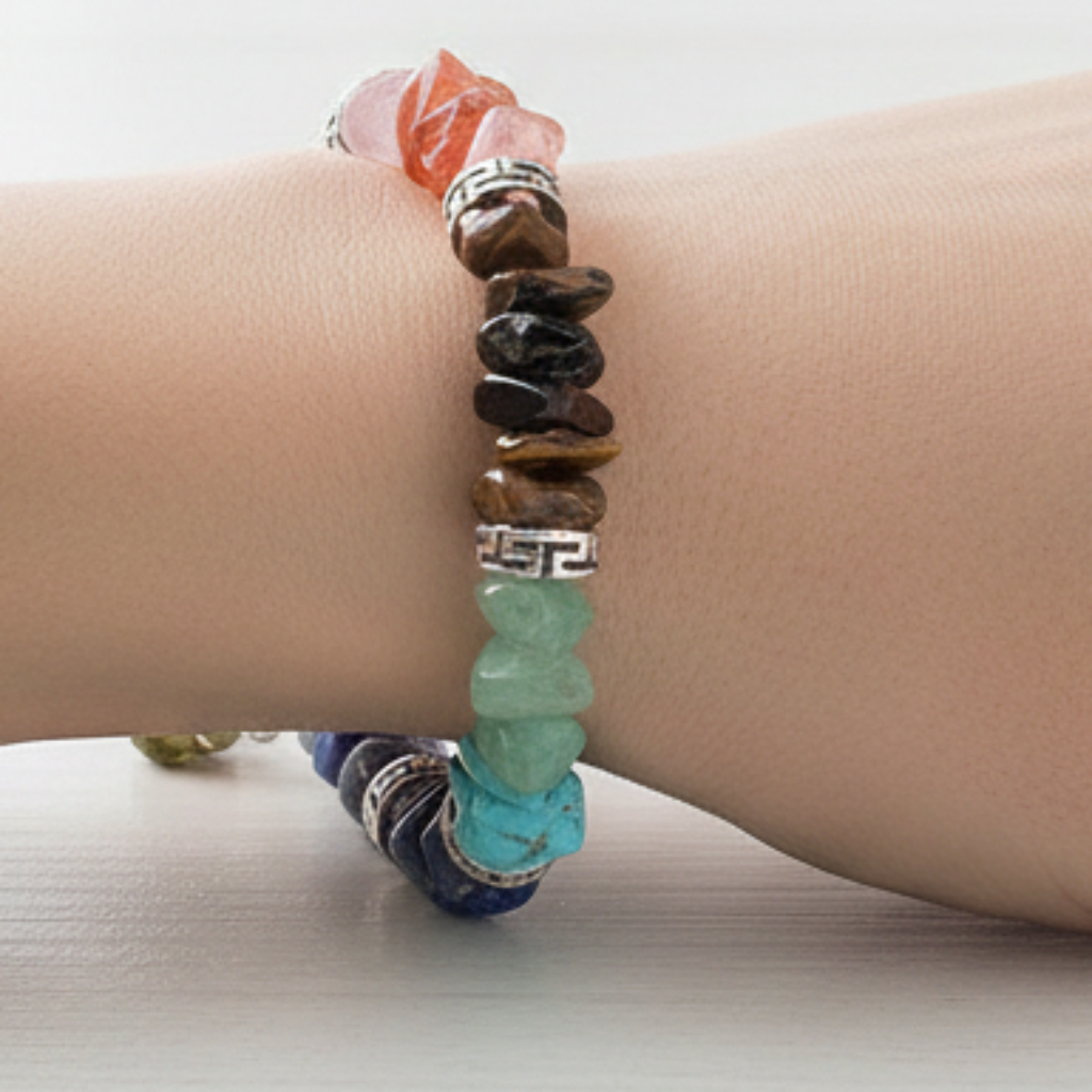 Chakra bracelet worn on wrist